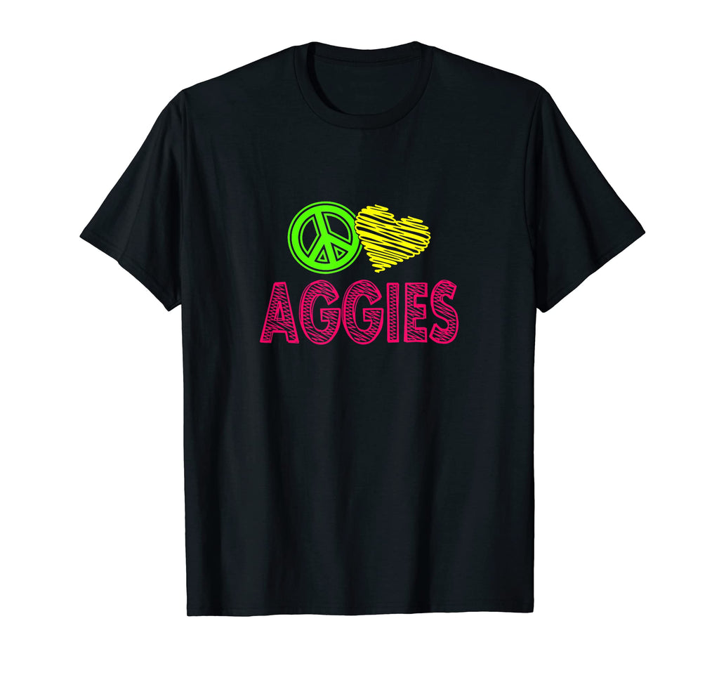 Peace Love Aggies T-Shirt - Novelty Apparel for Adults - T-Shirt, Sweatshirt, Hoodie