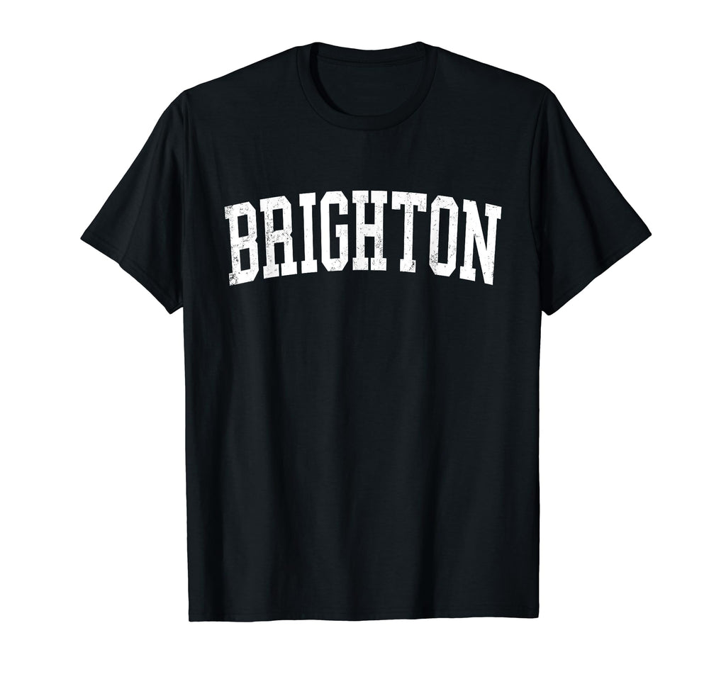 Brighton Co Distressed White Varsity T-Shirt - Minimalist Print Unisex - T-Shirt, Sweatshirt, Hoodie