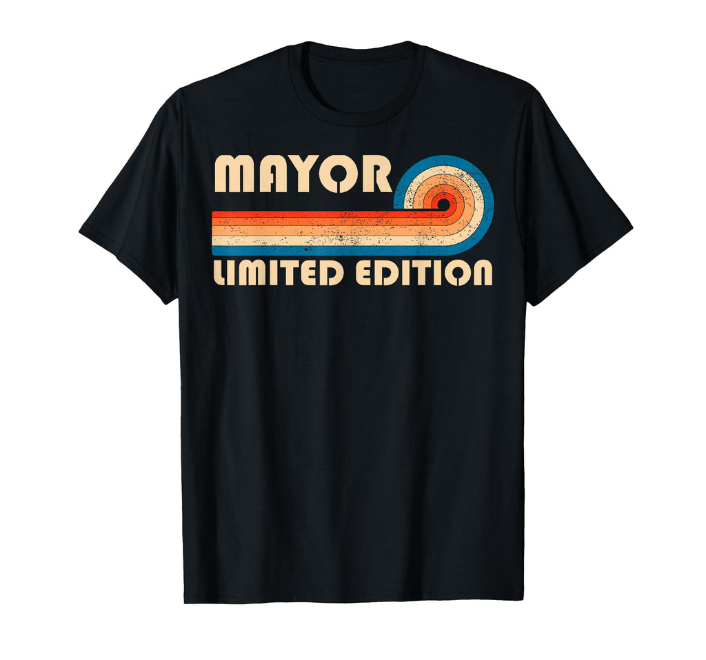Mayor 70S 80S Sunset Stripe T-Shirt - Unique Graphic for Adults - T-Shirt, Sweatshirt, Hoodie