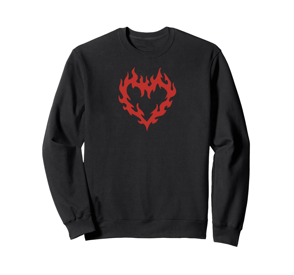 Goth Heart Flames Grunge Fire Alt Sweatshirt - Minimalist Print Men Women - T-Shirt, Sweatshirt, Hoodie