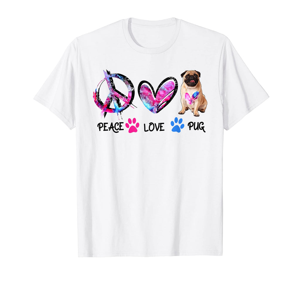 Colorful Peace Love Pug Dog T-Shirt - Casual Everyday Wear for Adults - T-Shirt, Sweatshirt, Hoodie