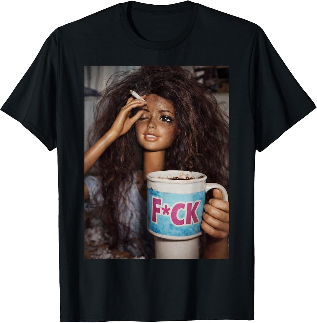 Funny Distressed Doll Face Meme Smoking Humor - Adult & Kids T-Shirts, Sweatshirts & Hoodies apparel design preview 1
