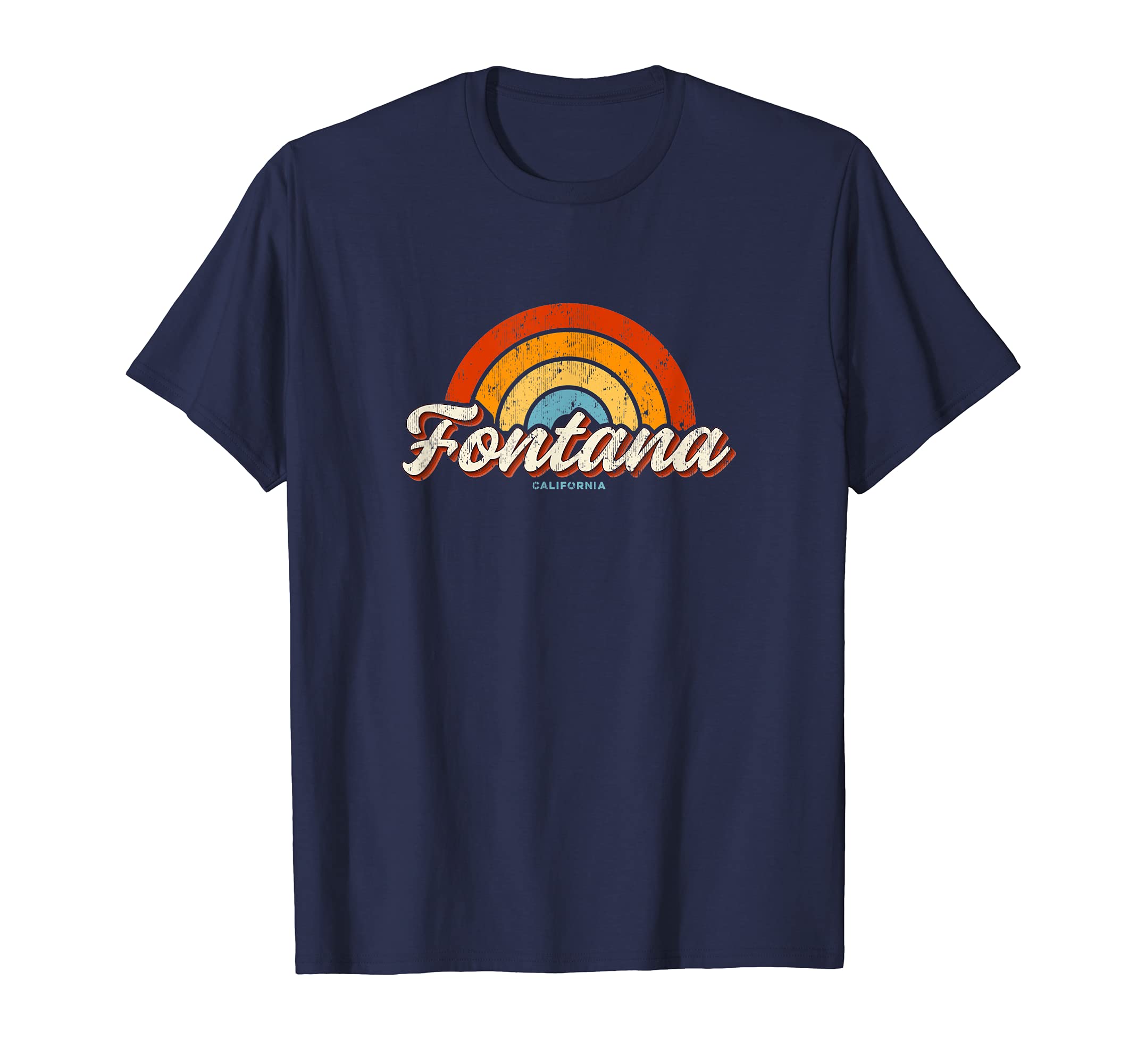 Fontana California Ca Rainbow 70S T-Shirt - Trendy Graphic for Adults - T-Shirt, Sweatshirt, Hoodie