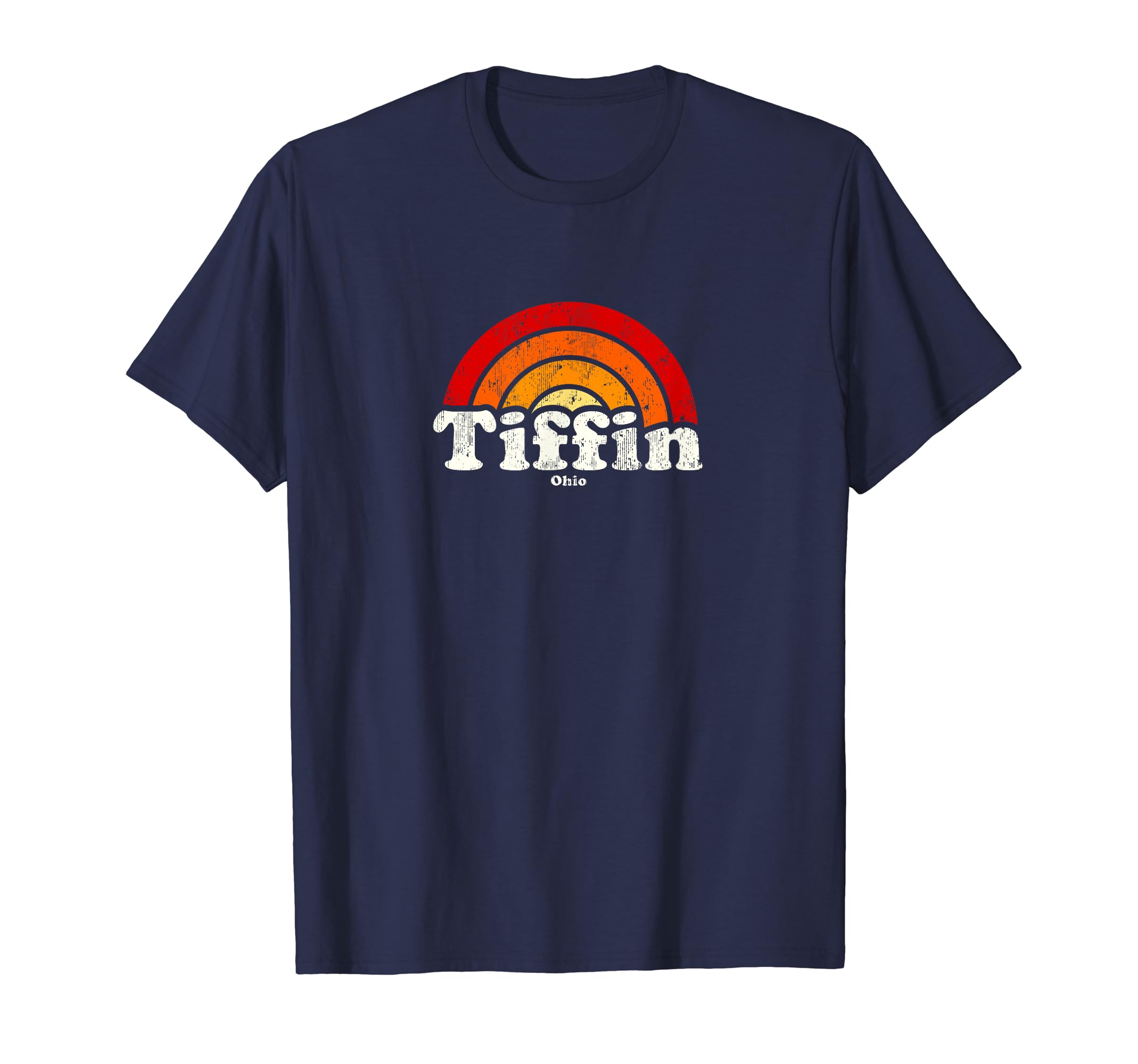 Tiffin Ohio Oh 70S Rainbow T-Shirt - Trendy Graphic Men Women - T-Shirt, Sweatshirt, Hoodie