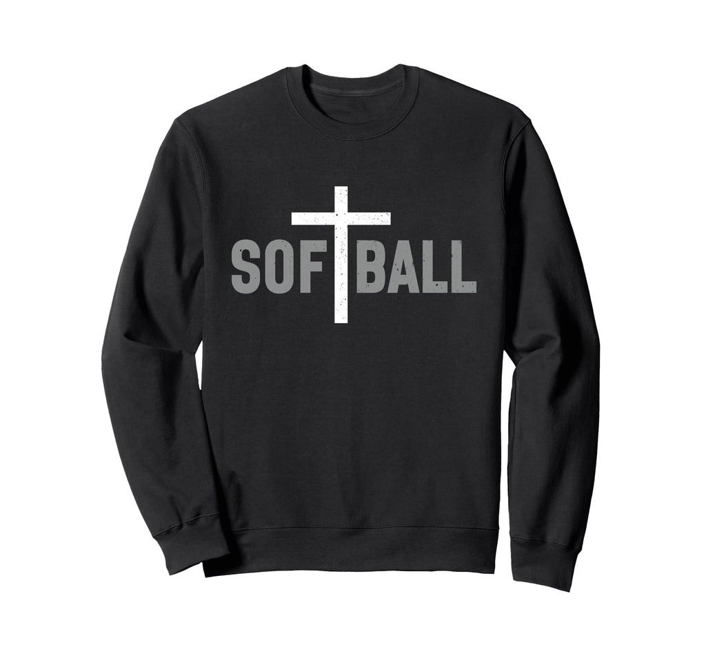 Softball Christian Cross Sweatshirt - Minimalist Print Unisex - T-Shirt, Sweatshirt, Hoodie