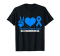 Als Awareness Month Peace Love Cure Blue T-Shirt - Graphic Print Unisex - T-Shirt, Sweatshirt, Hoodie