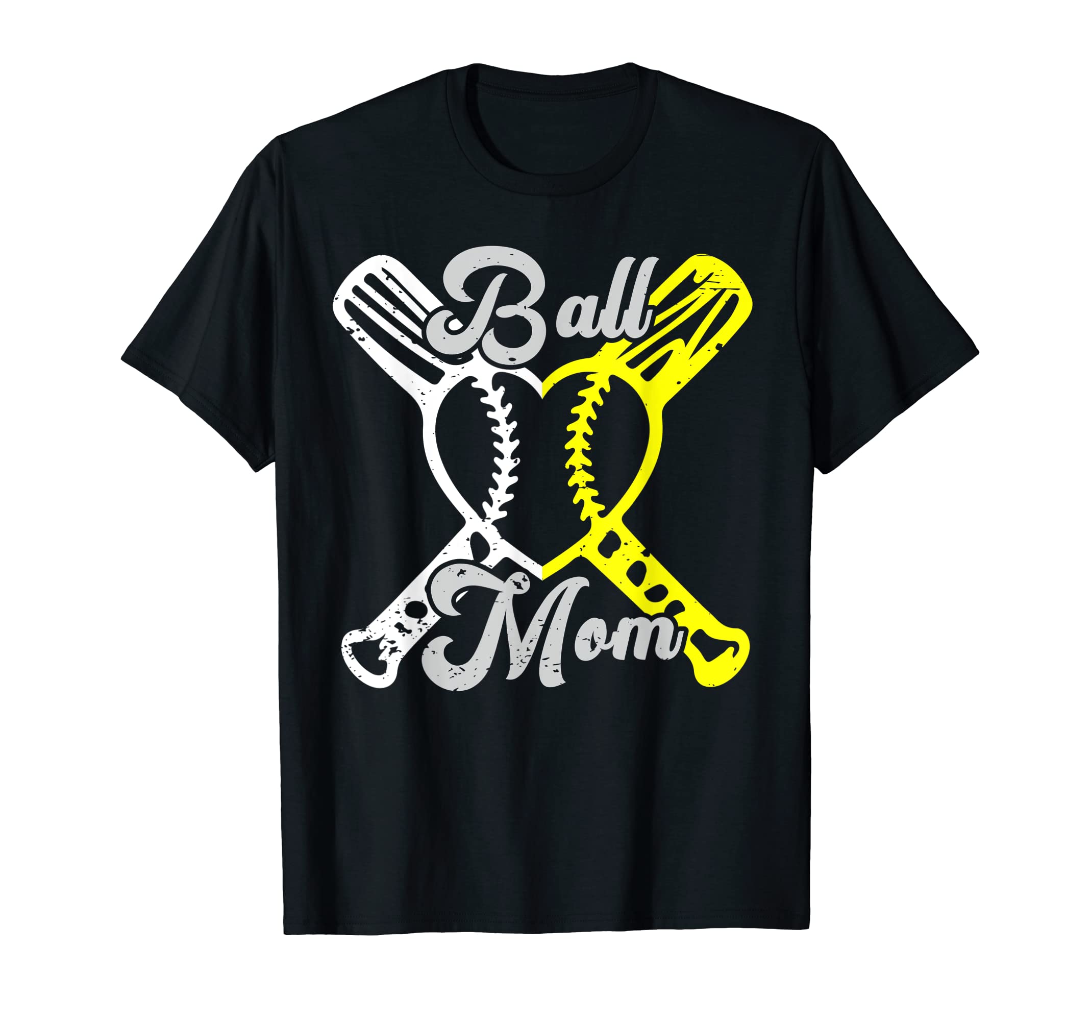 Ball Mom Baseball Heart Fun Mom T-Shirt - Minimalist Print for Adults - T-Shirt, Sweatshirt, Hoodie
