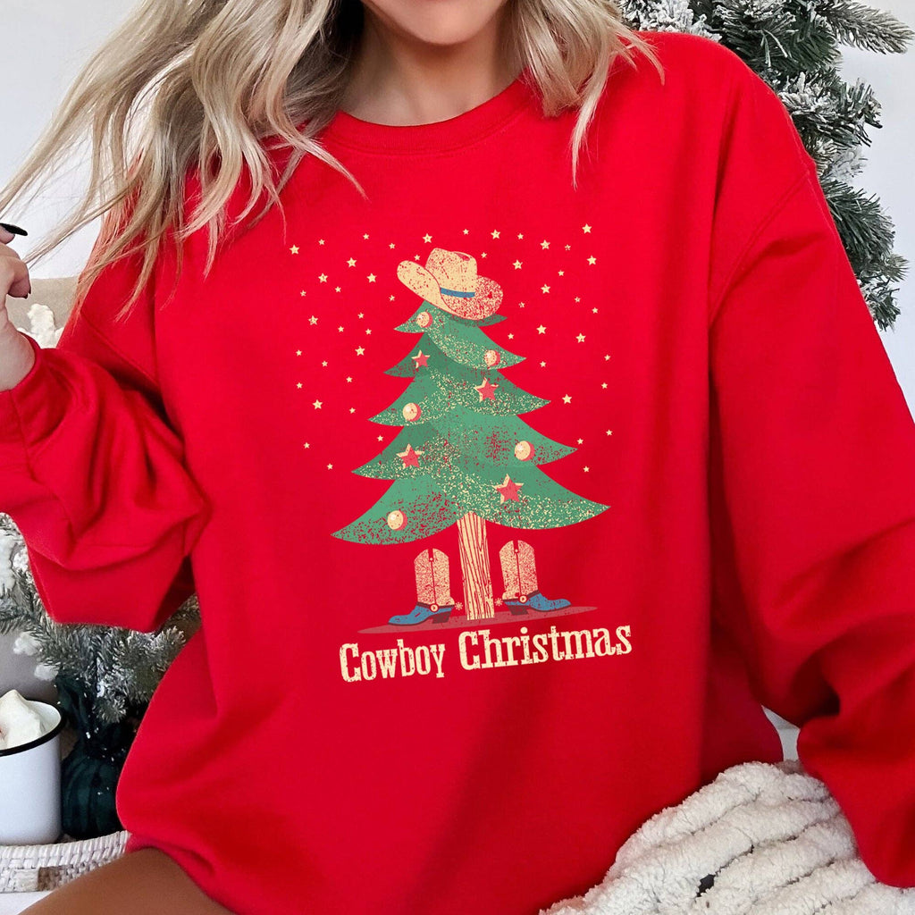 Cowboy Christmas Boots - Adult & Kids T-Shirts, Sweatshirts & Hoodies apparel design preview 1