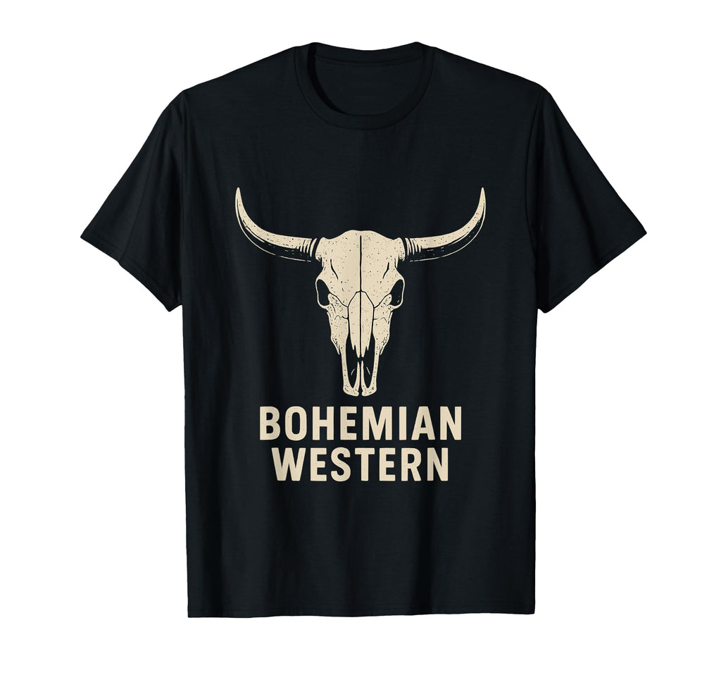 Bohemian Western Cow Skull Rustic T-Shirt - Casual Everyday Wear Men Women - T-Shirt, Sweatshirt, Hoodie