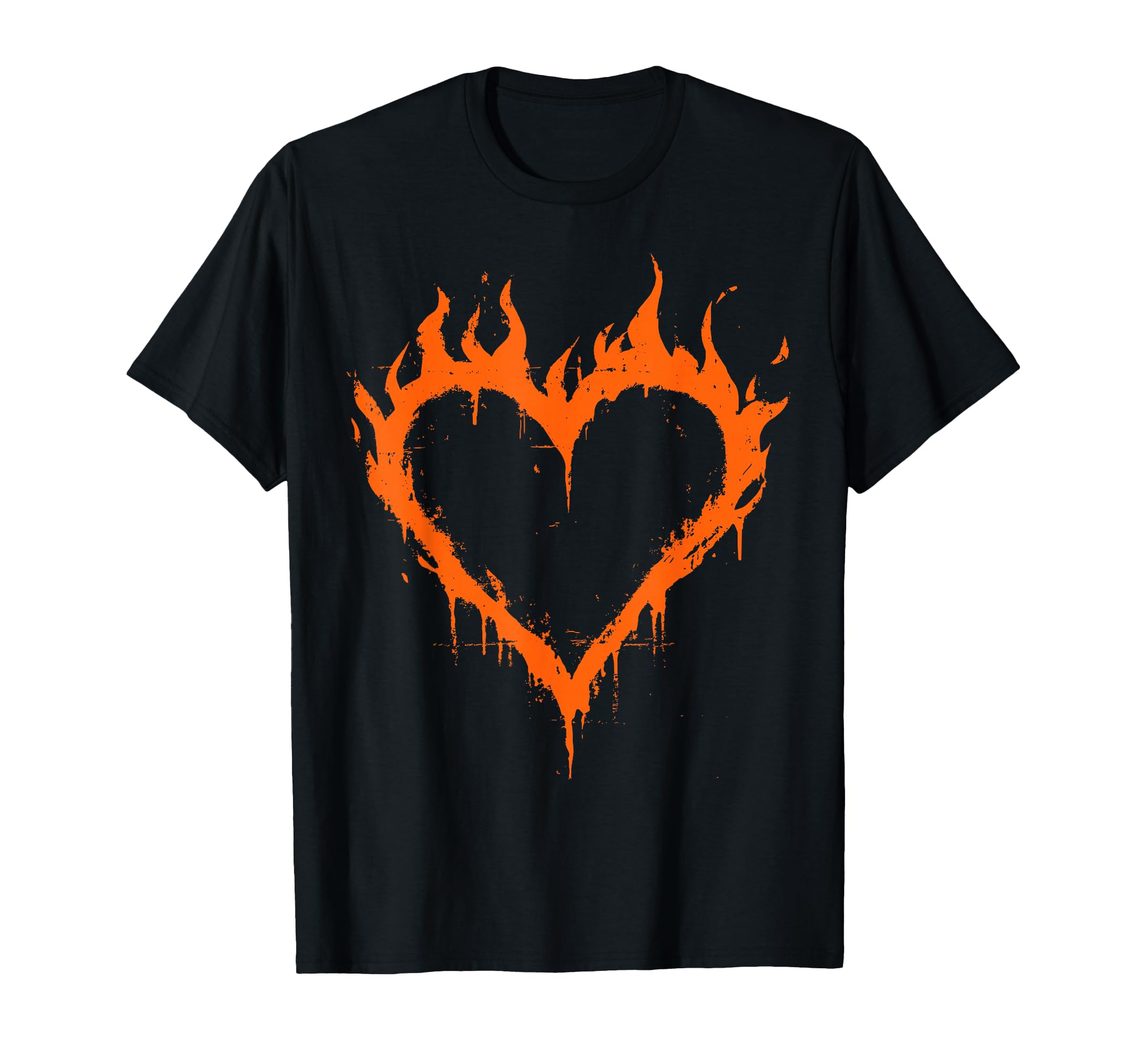 Burning Heart Fire Grunge Y2K Aesthetic Hoodie - Fun Novelty Design Unisex - T-Shirt, Sweatshirt, Hoodie