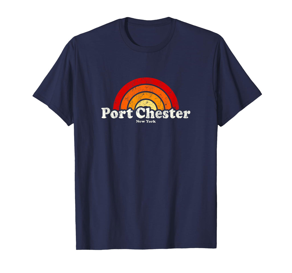 Port Chester New York Ny 70S Rainbow T-Shirt - Fun Novelty Design Men Women - T-Shirt, Sweatshirt, Hoodie