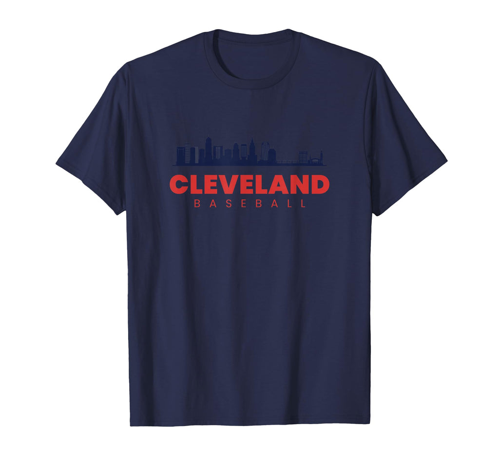 Cleveland Baseball City Skyline Baseball T-Shirt - Graphic Print Unisex - T-Shirt, Sweatshirt, Hoodie