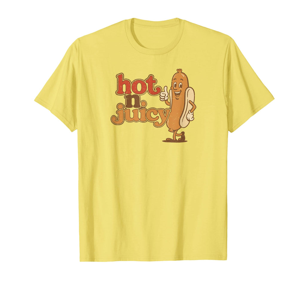 Hot N Juicy Hot Dog Vienna Sausage Comic T-Shirt - Graphic Print Men Women - T-Shirt, Sweatshirt, Hoodie