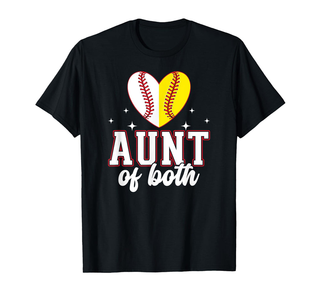 Aunt Both Heart Softball Baseball Aunt T-Shirt - Aesthetic Graphic Unisex - T-Shirt, Sweatshirt, Hoodie