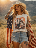 American Cowgirl Boxy Midriff Muscle Top - Adult & Kids T-Shirts, Sweatshirts & Hoodies apparel design preview 1