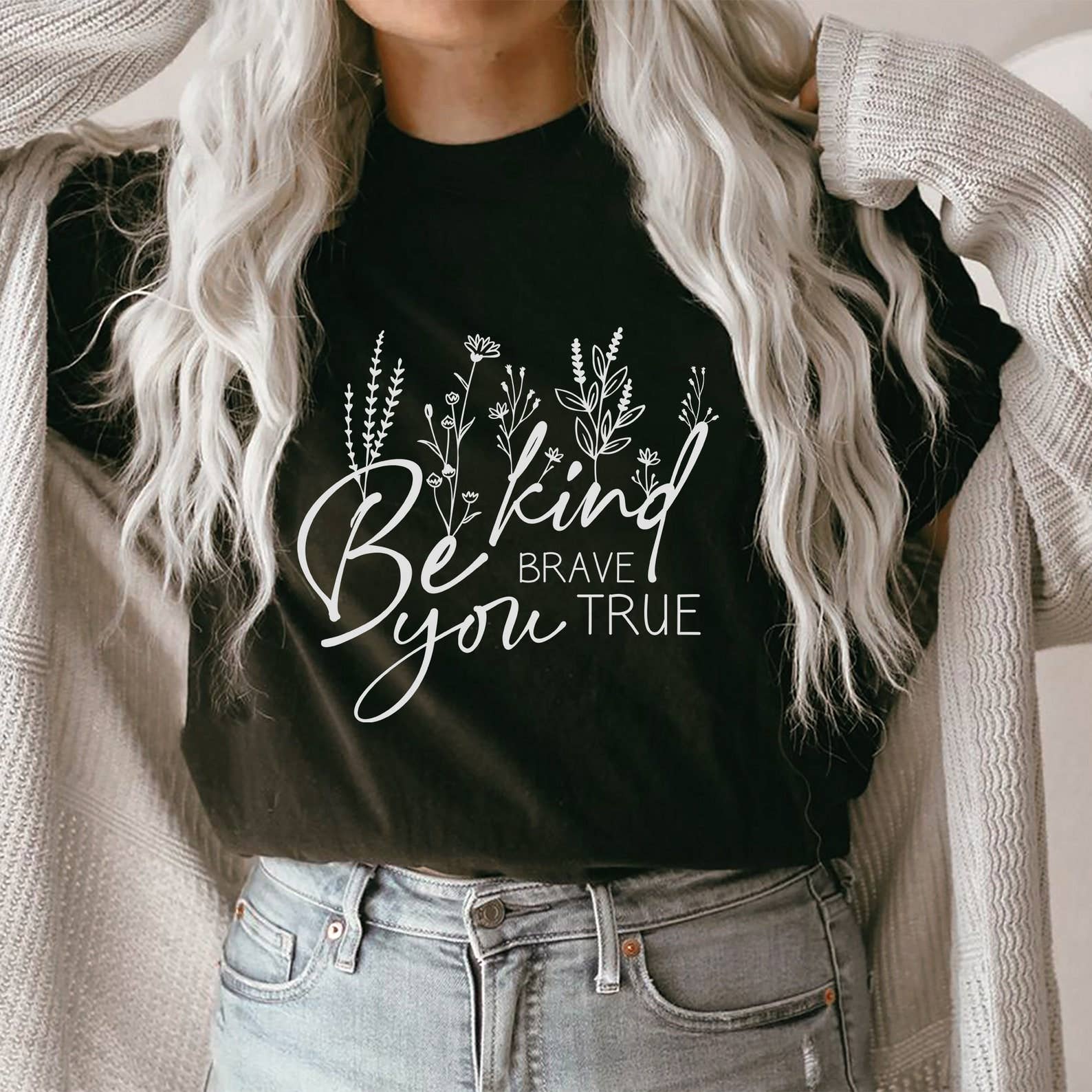 Be Kind Brave True You - Adult & Kids T-Shirts, Sweatshirts & Hoodies apparel design preview 1
