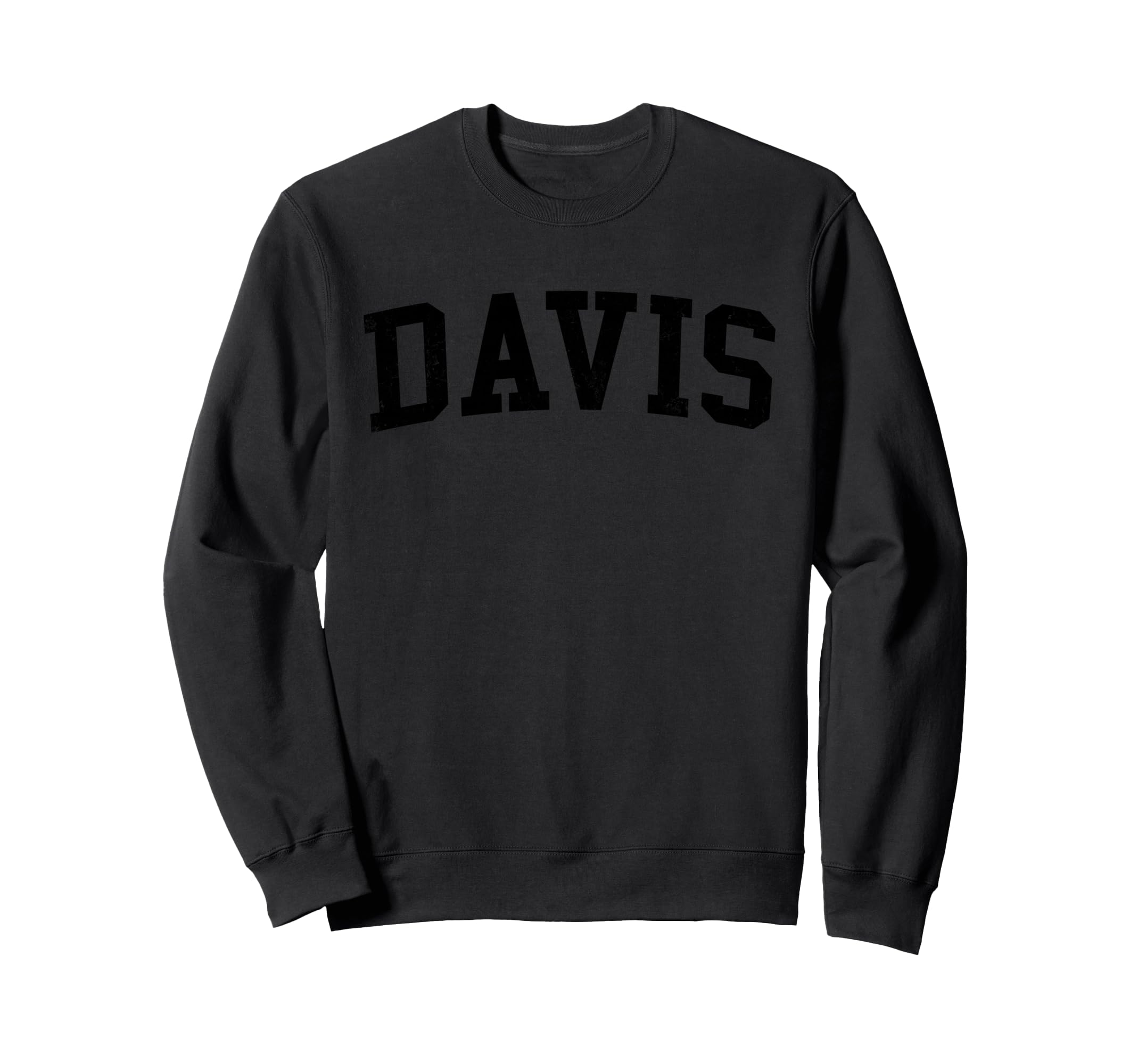 Davis Ca Distressed Black Varsity Sweatshirt - Novelty Apparel Men Women - T-Shirt, Sweatshirt, Hoodie