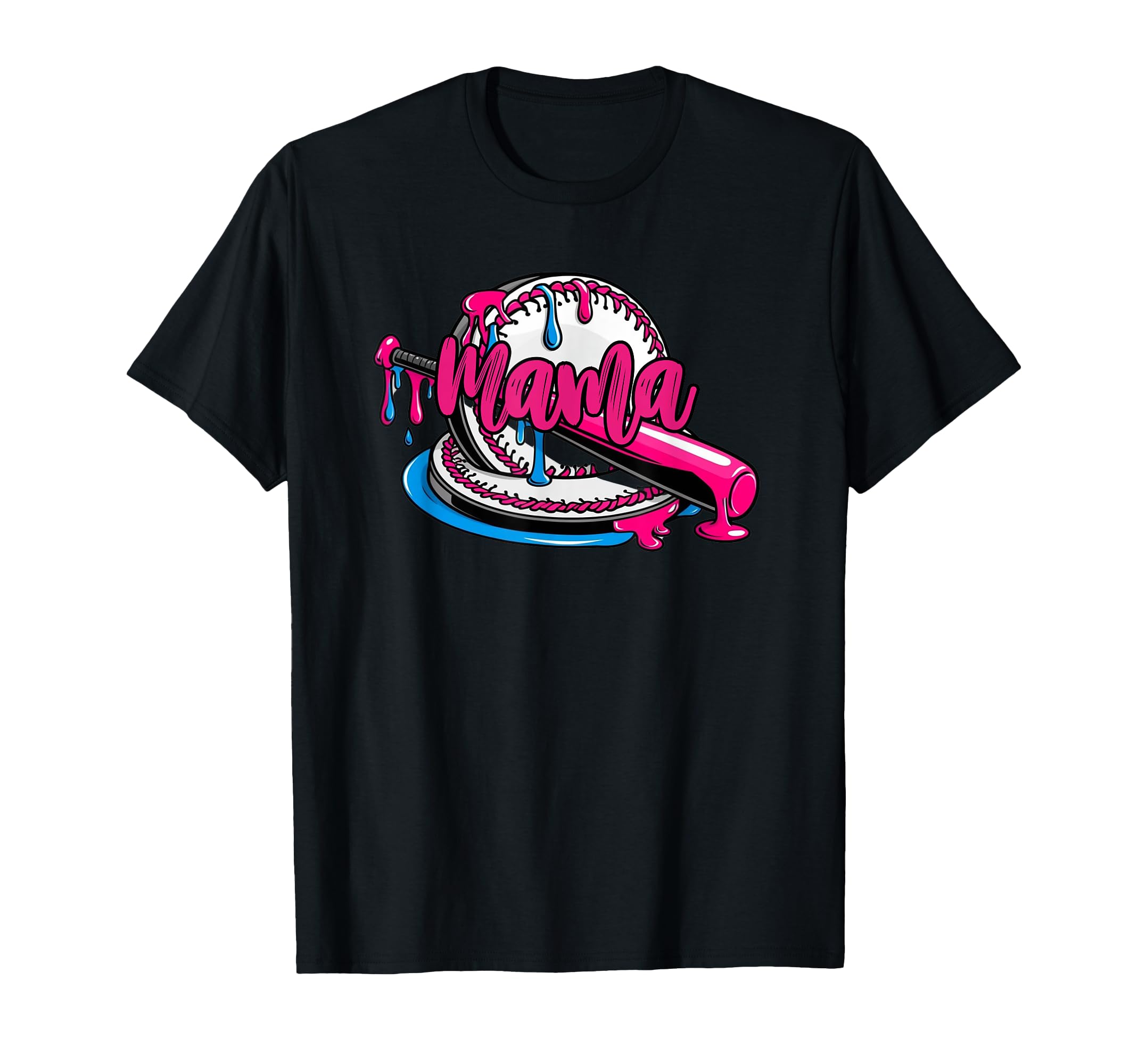 Baseball Mama Bat And Ball Drip T-Shirt - Minimalist Print Unisex - T-Shirt, Sweatshirt, Hoodie