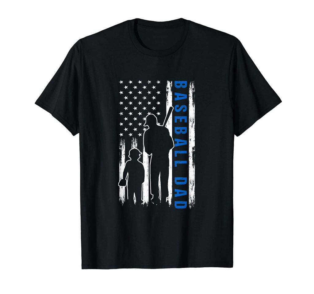 Proud Baseball Dad American Flag Sports T-Shirt - Minimalist Print Unisex - T-Shirt, Sweatshirt, Hoodie