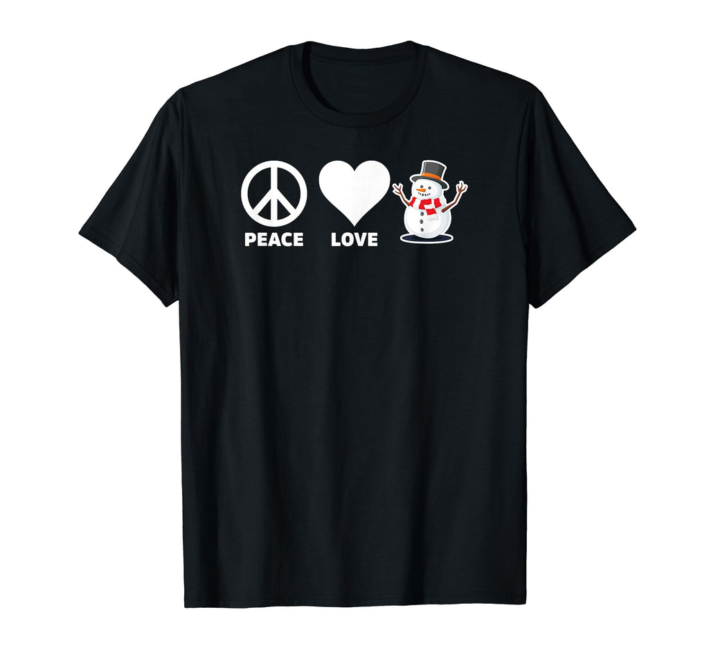 Peace Love Snowman Holiday Novelty Gift T-Shirt - Custom Art Print Unisex - T-Shirt, Sweatshirt, Hoodie