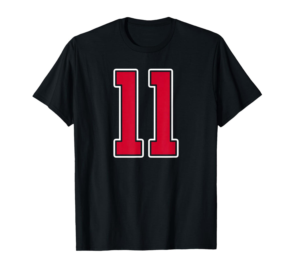 Grunge Red White Number 11 Jersey Player T-Shirt - Minimalist Print Unisex - T-Shirt, Sweatshirt, Hoodie