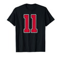Grunge Red White Number 11 Jersey Player T-Shirt - Minimalist Print Unisex - T-Shirt, Sweatshirt, Hoodie