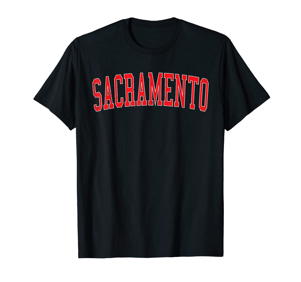 Sacramento Ca Varsity Red Text T-Shirt - Trendy Graphic for Adults - T-Shirt, Sweatshirt, Hoodie