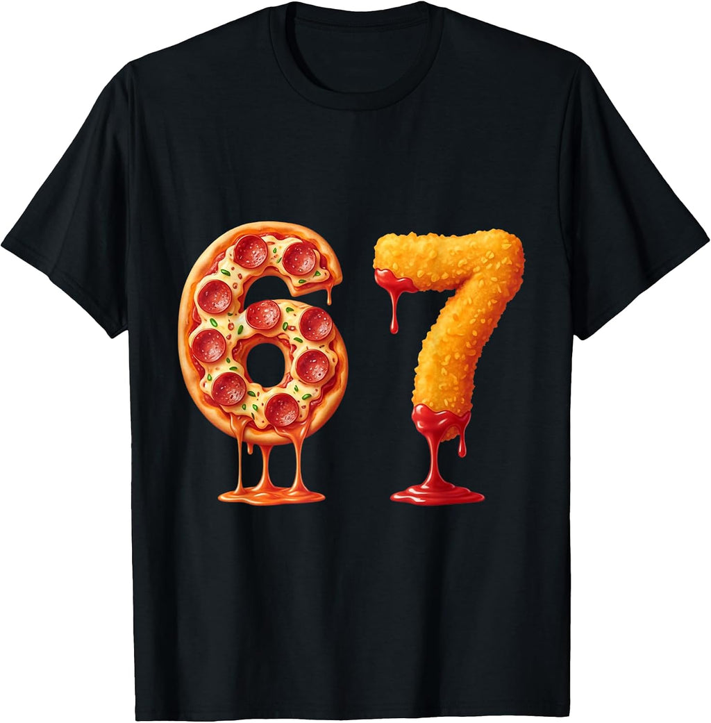 Funny 6 7 Pizza Nugget Meme Six Seven 67 Food - Adult & Kids T-Shirts, Sweatshirts & Hoodies apparel design preview 1