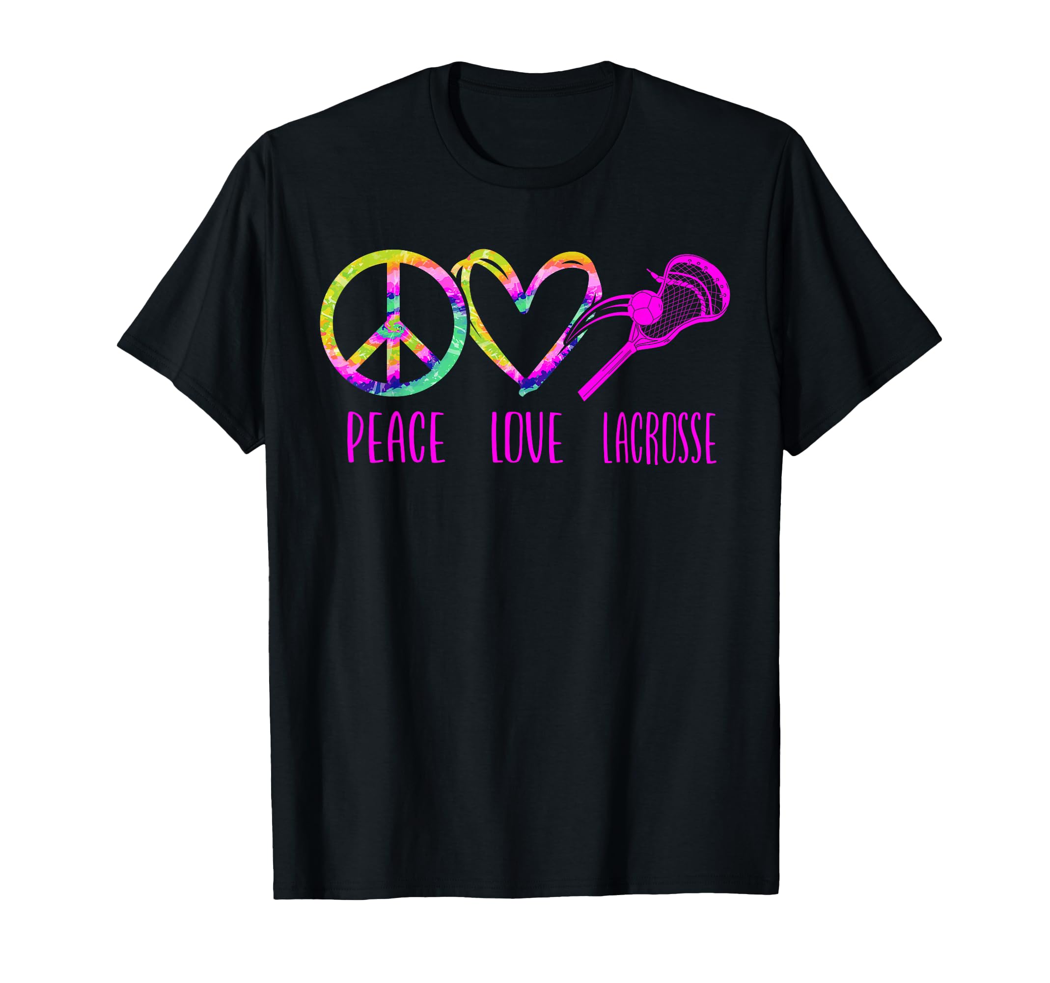 Lacrosse Lax Tie Dye Peace Love Lacrosse T-Shirt - Unique Graphic Unisex - T-Shirt, Sweatshirt, Hoodie