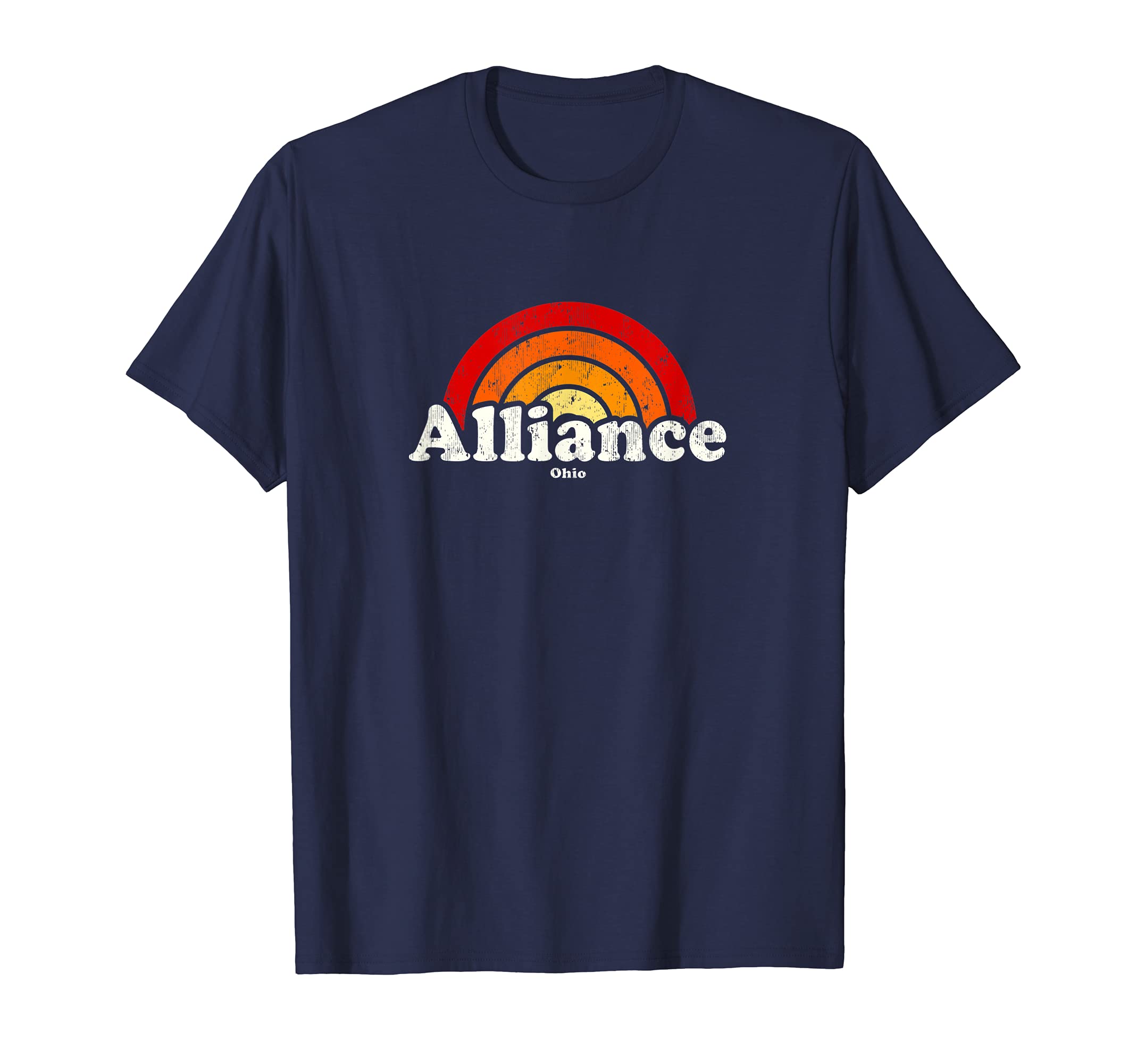 Alliance Ohio Oh 70S Rainbow T-Shirt - Unique Graphic for Adults - T-Shirt, Sweatshirt, Hoodie