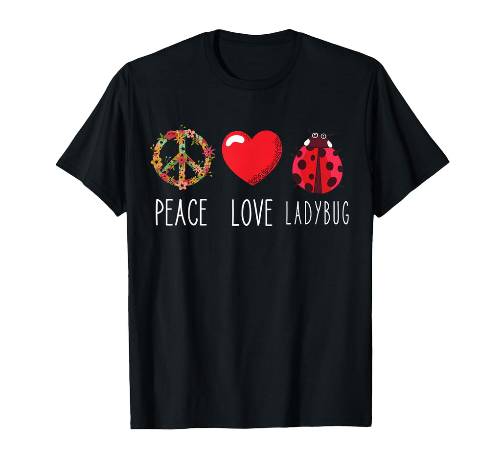 Ladybug Flower Heart Love Peace Ladybug T-Shirt - Minimalist Print Unisex - T-Shirt, Sweatshirt, Hoodie