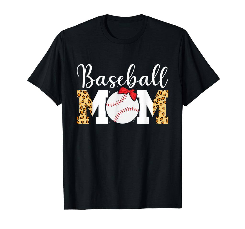 Softball Baseball Mom Leopard Mothers Day T-Shirt - Custom Art Print Unisex - T-Shirt, Sweatshirt, Hoodie