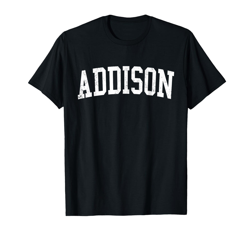 Addison Tx Distressed White Varsity T-Shirt - Fun Novelty Design for Adults - T-Shirt, Sweatshirt, Hoodie