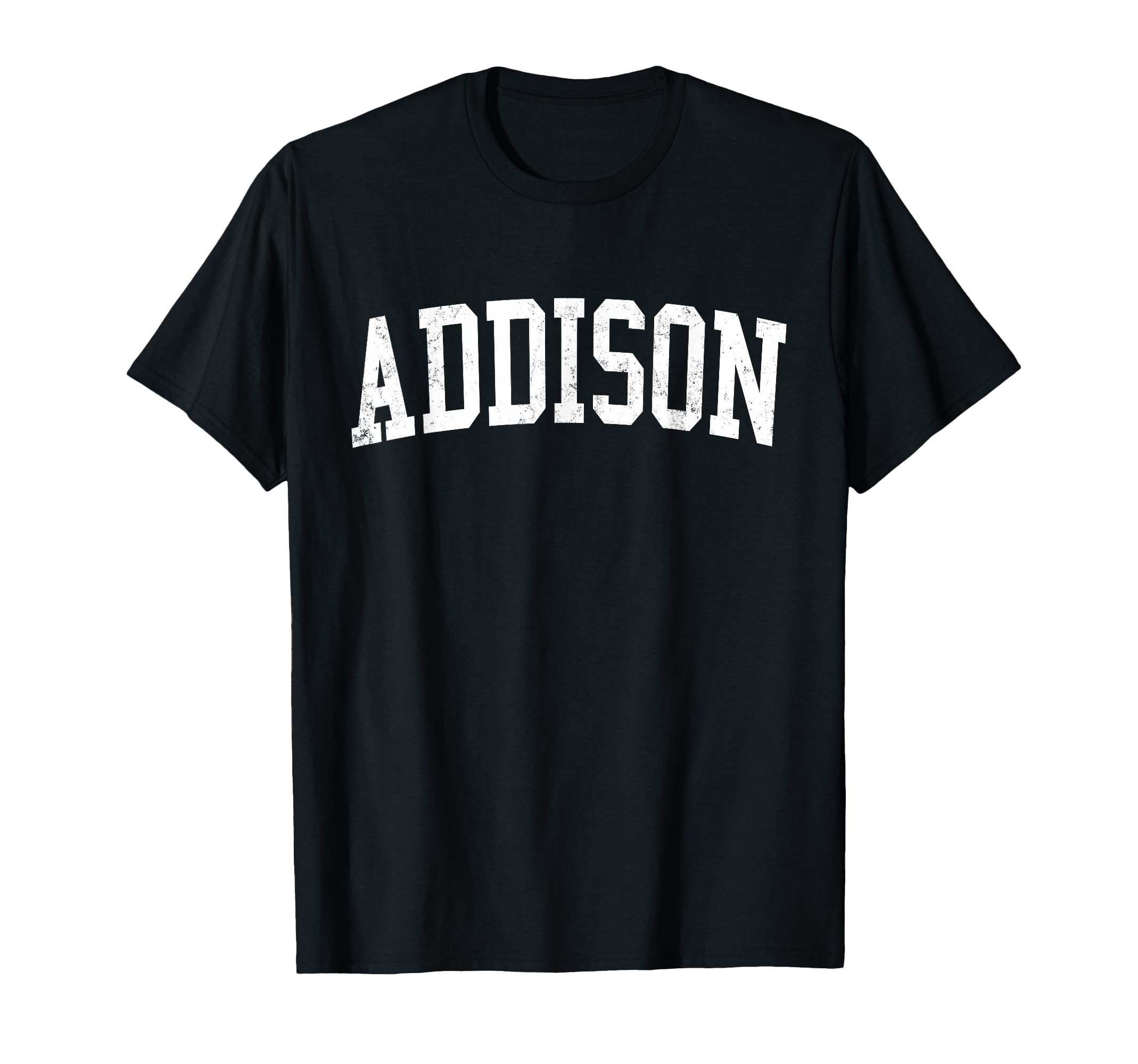 Addison Tx Distressed White Varsity T-Shirt - Fun Novelty Design for Adults - T-Shirt, Sweatshirt, Hoodie