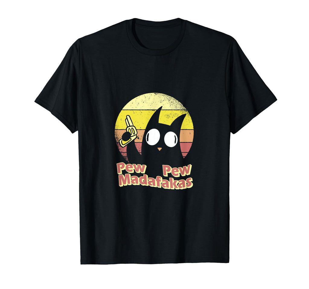 Pew Pew Madafakas Cat Revolver Sunset T-Shirt - Fun Novelty Design Unisex - T-Shirt, Sweatshirt, Hoodie