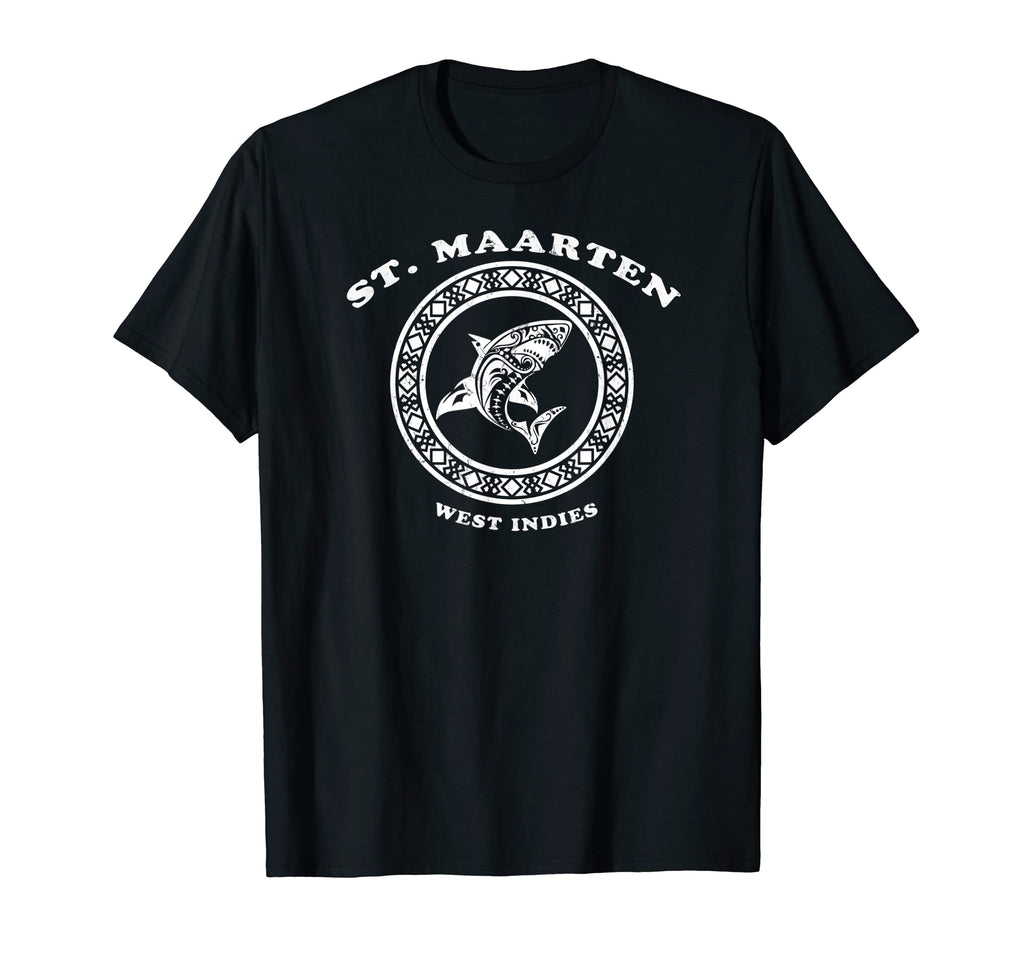 St Maarten West Indies Tribal Shark T-Shirt - Fun Novelty Design Men Women - T-Shirt, Sweatshirt, Hoodie