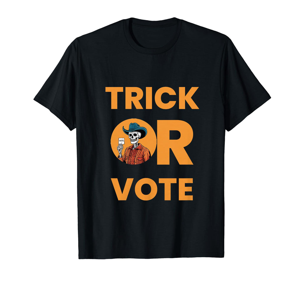 Trick Or Vote Halloween Election Cowboy T-Shirt - Minimalist Print Unisex - T-Shirt, Sweatshirt, Hoodie