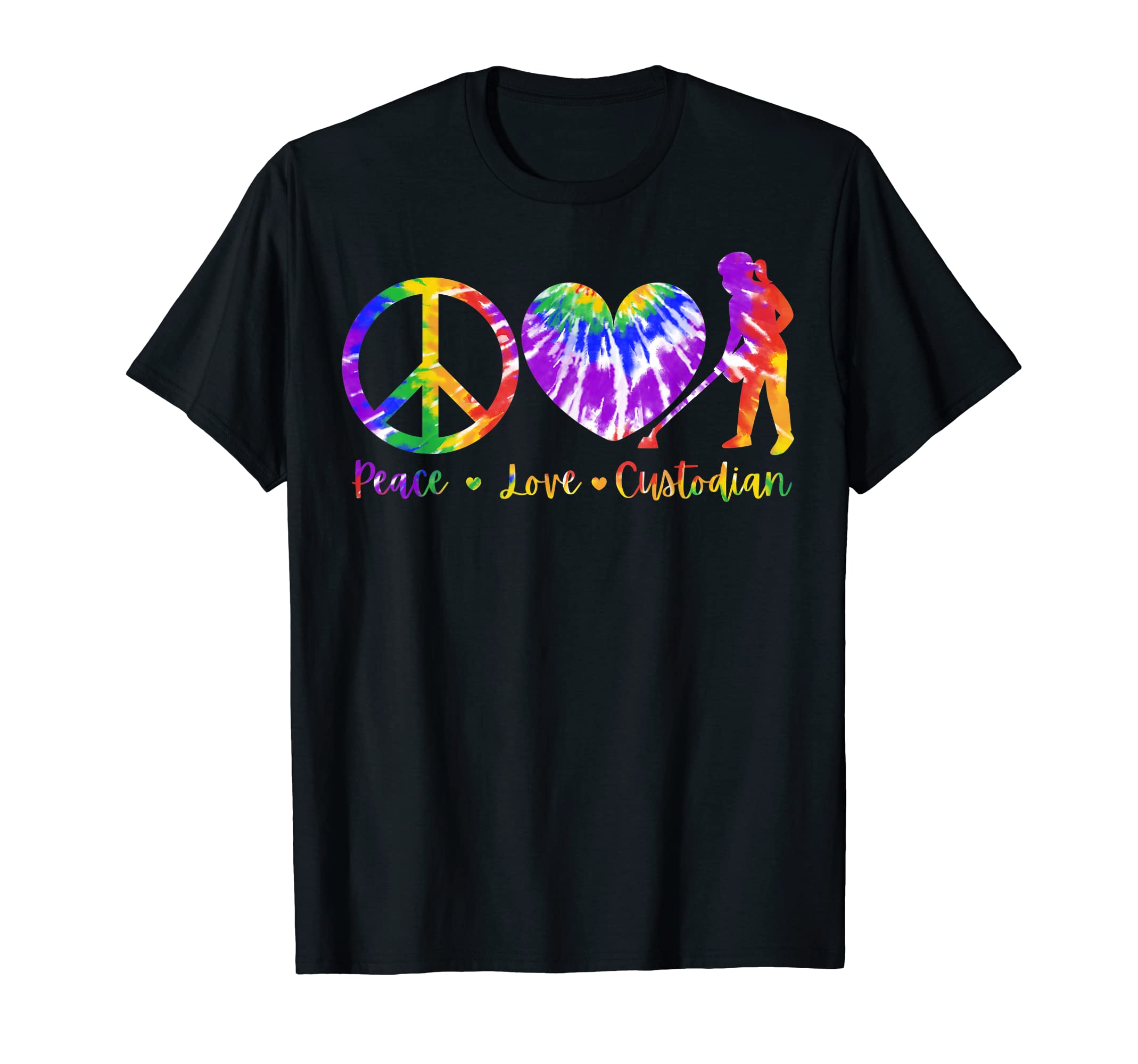 Peace Love Custodian Appreciation Back To T-Shirt - Unique Graphic Unisex - T-Shirt, Sweatshirt, Hoodie