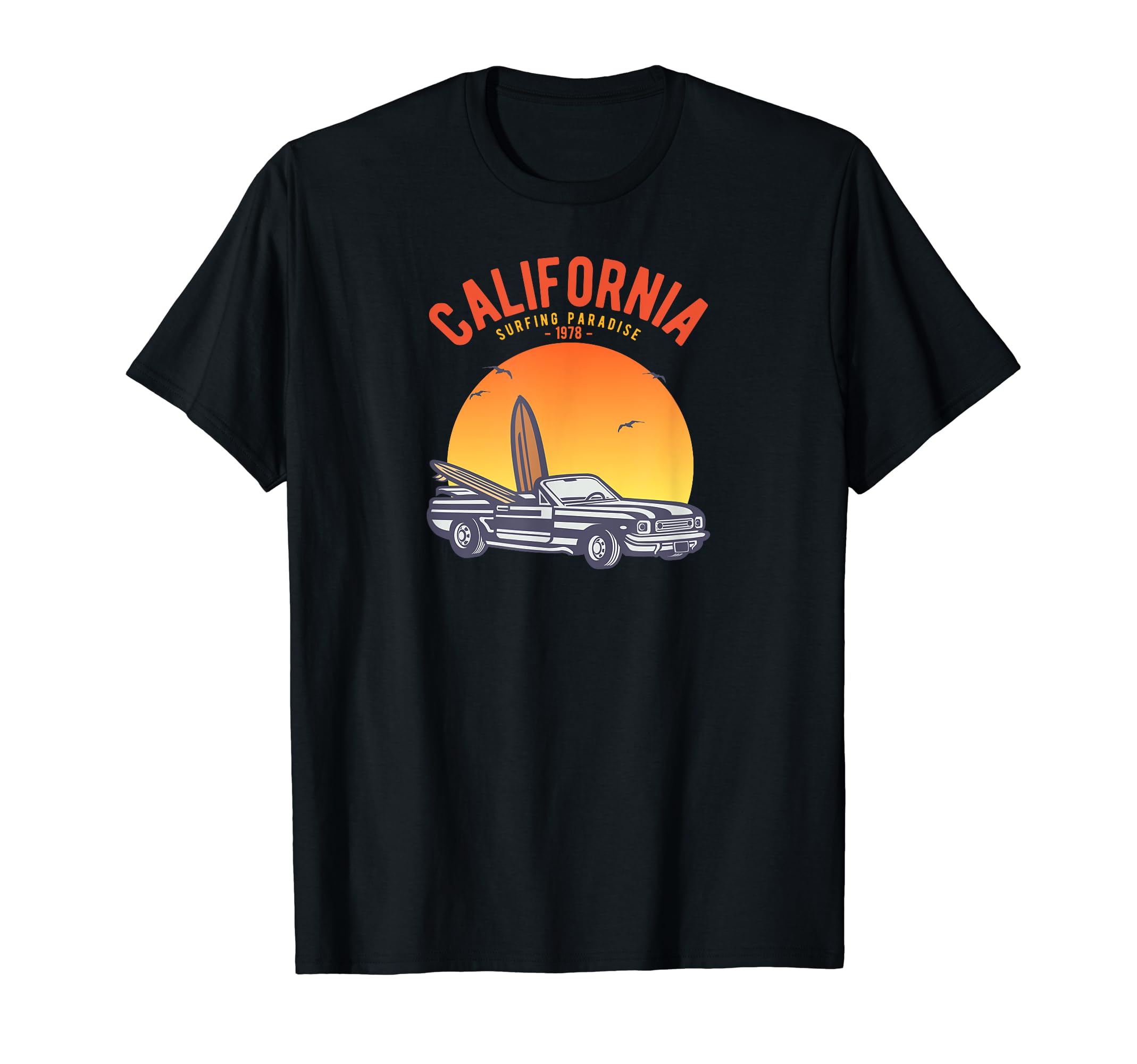California Surf Car Surfer Distressed T-Shirt - Novelty Apparel Men Women - T-Shirt, Sweatshirt, Hoodie