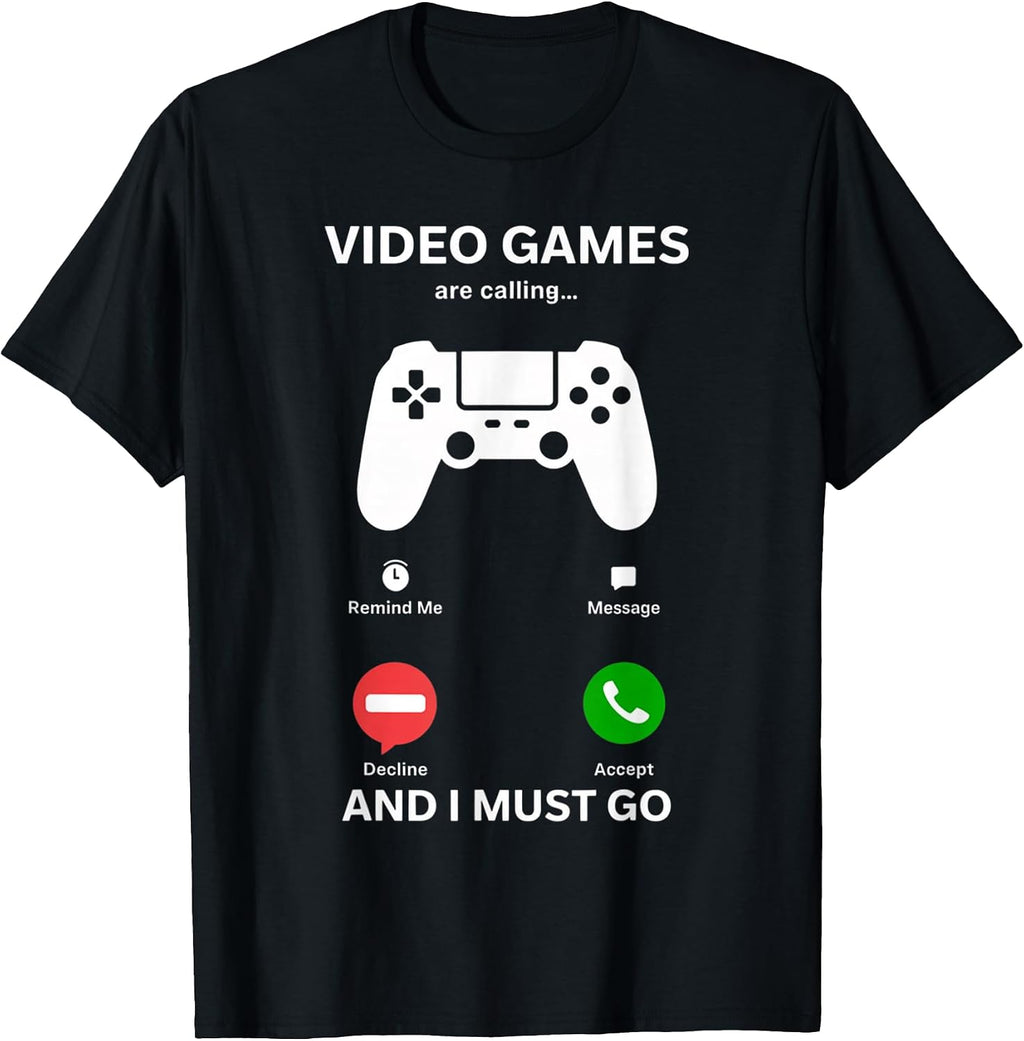 Video Games Are Calling and I Must Go Funny Gamer - Adult & Kids T-Shirts, Sweatshirts & Hoodies apparel design preview 1