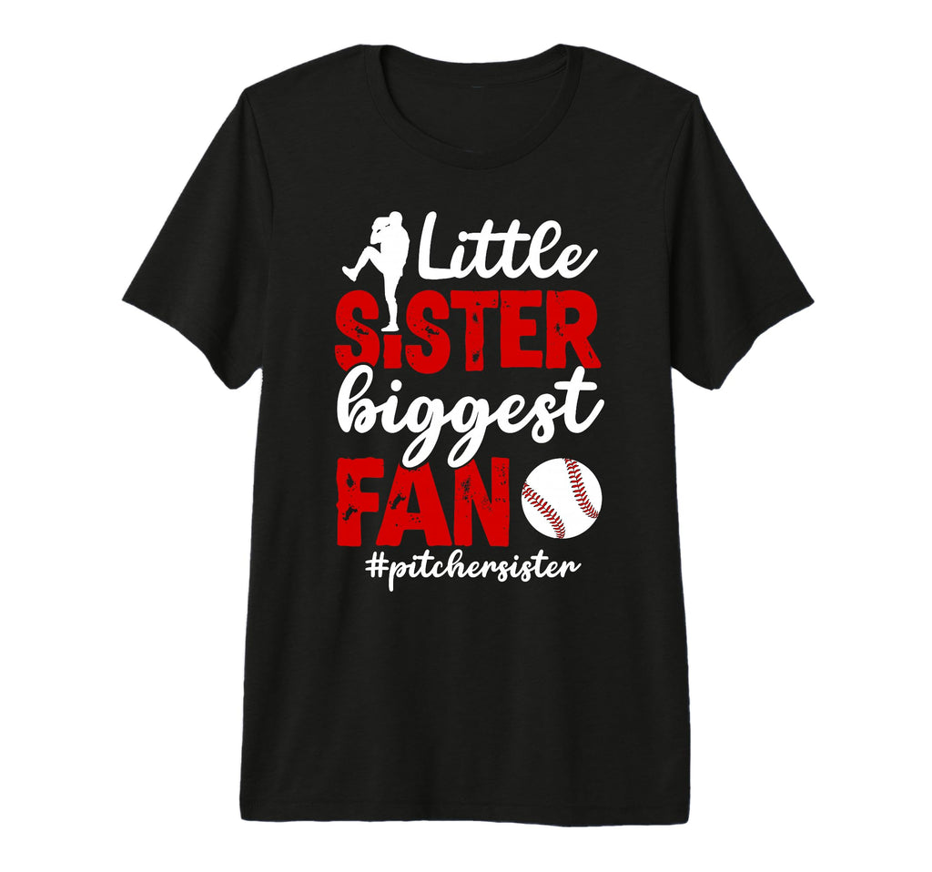 Little Sister Baseball Pitcher Sister T-Shirt - Graphic Print for Adults - T-Shirt, Sweatshirt, Hoodie