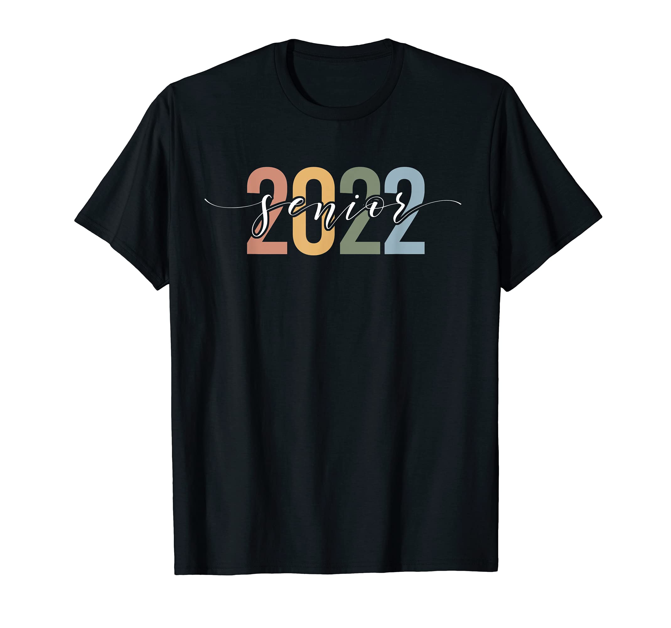 Senior 2022 Brush Script Rainbow T-Shirt - Minimalist Print Men Women - T-Shirt, Sweatshirt, Hoodie