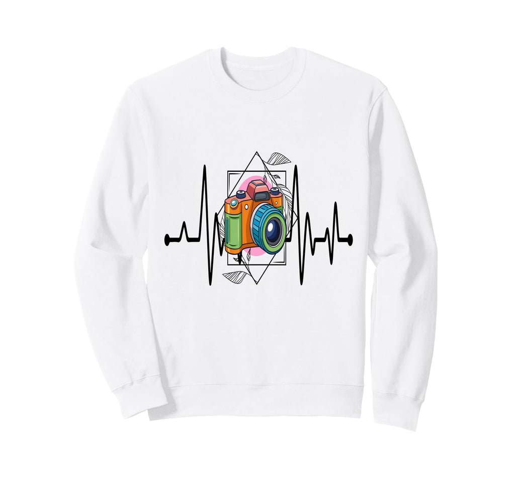 Womens Funny Camera Heartbeat Sweatshirt - Custom Art Print Men Women - T-Shirt, Sweatshirt, Hoodie