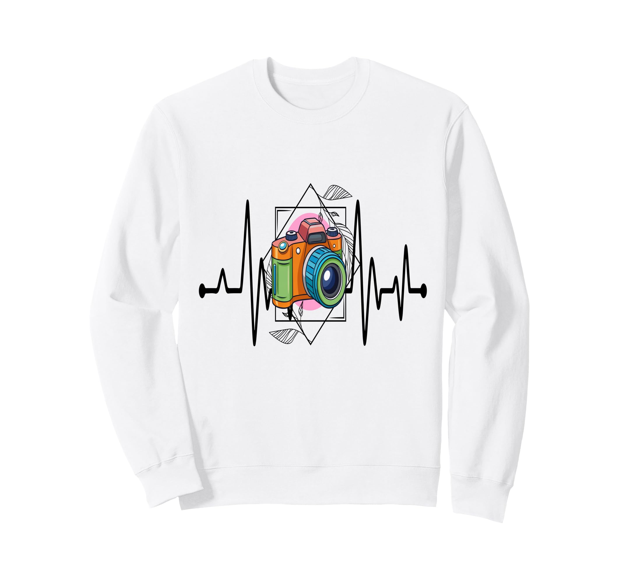 Womens Funny Camera Heartbeat Sweatshirt - Custom Art Print Men Women - T-Shirt, Sweatshirt, Hoodie