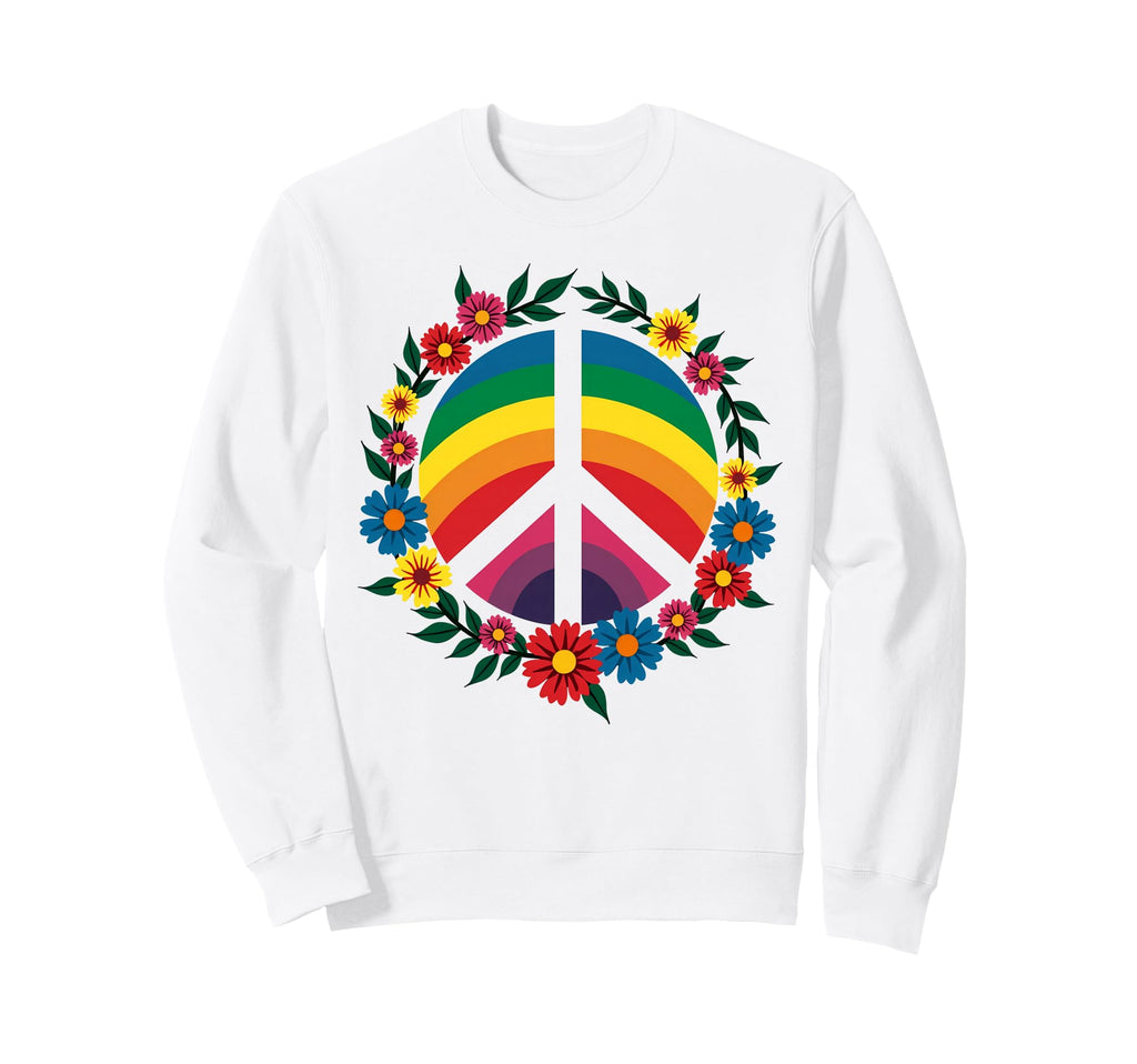 60S 70S Flower Power Groovy Love Sweatshirt - Graphic Print for Adults - T-Shirt, Sweatshirt, Hoodie