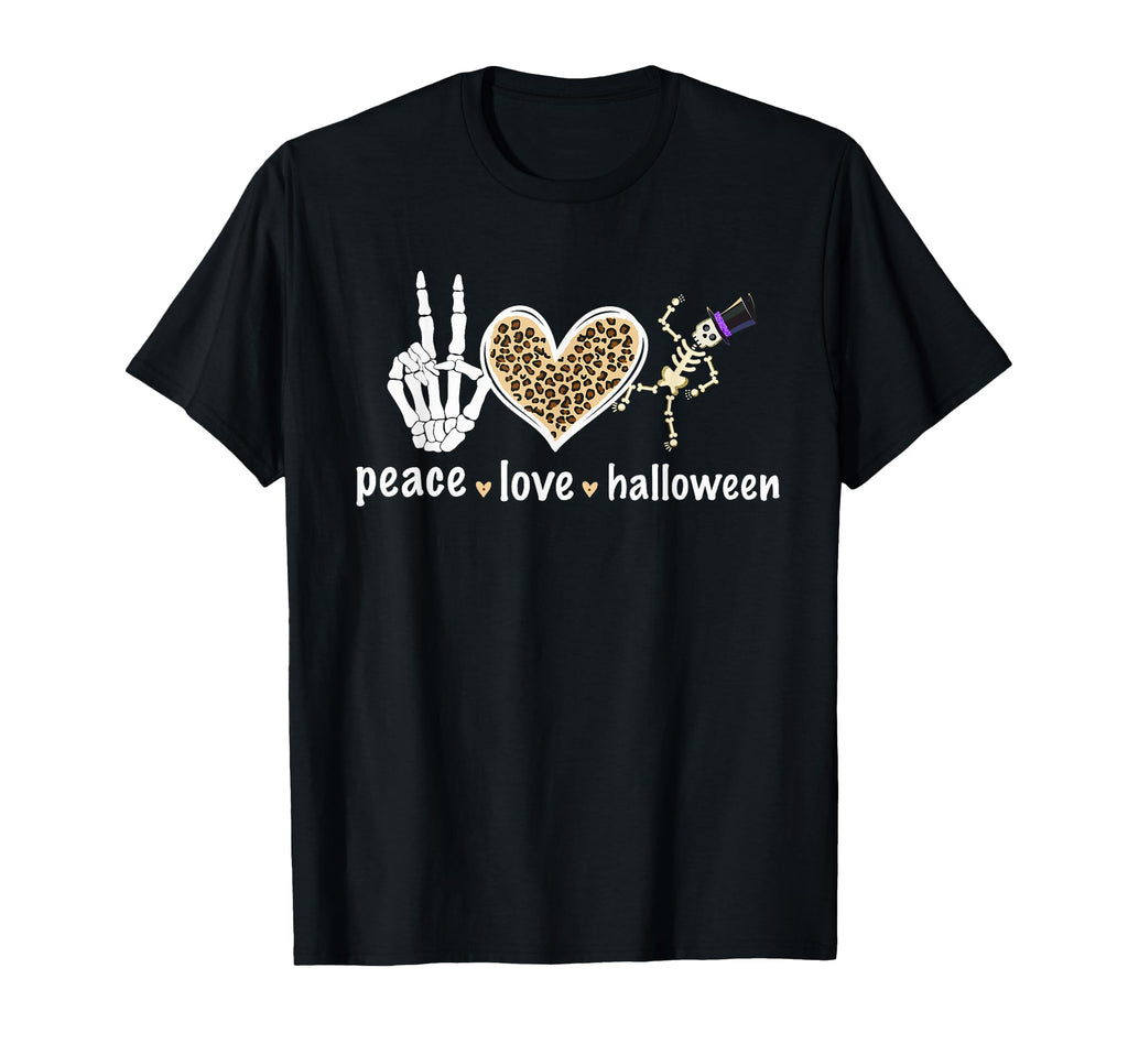 Peace Love Halloween Skeleton Halloween T-Shirt - Unique Graphic Men Women - T-Shirt, Sweatshirt, Hoodie