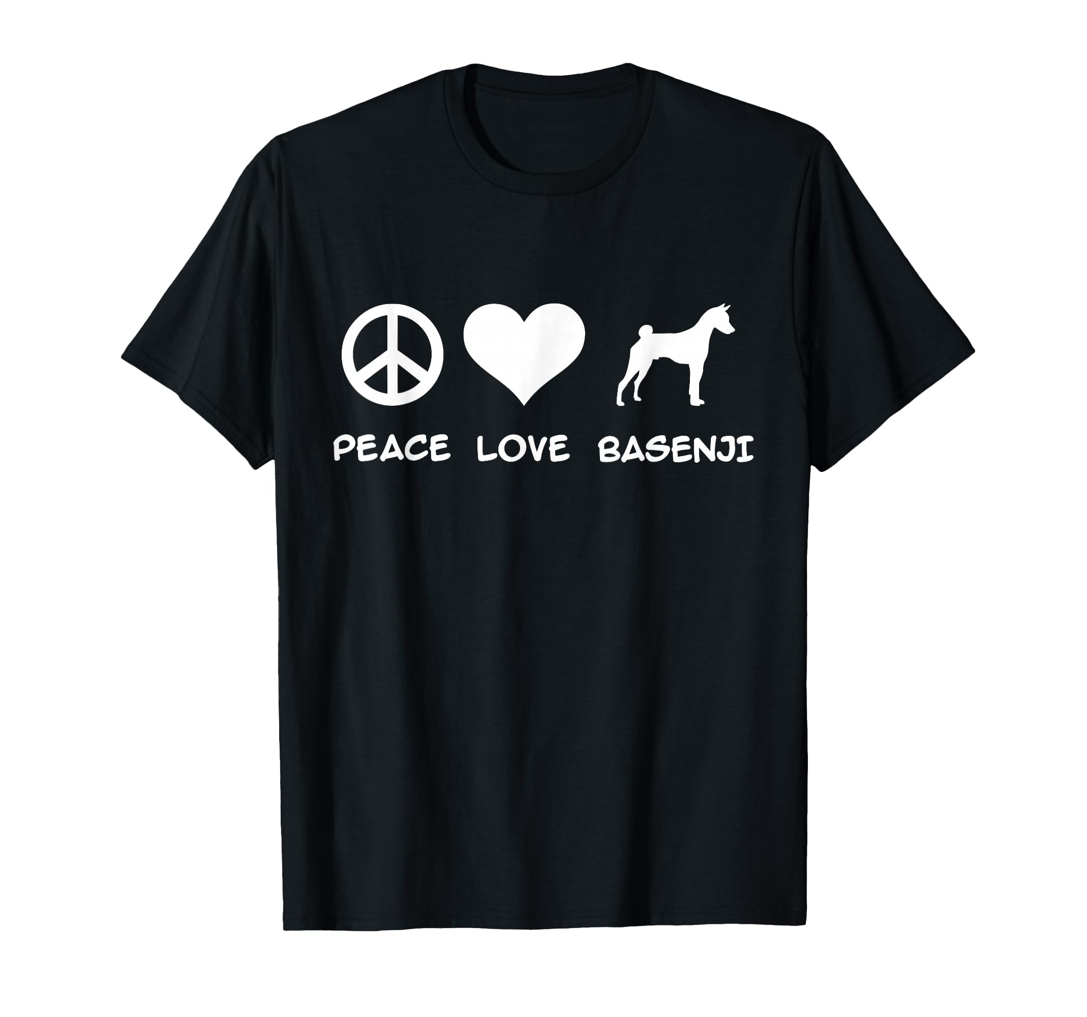 Peace Love Basenji T-Shirt - Unique Graphic Unisex - T-Shirt, Sweatshirt, Hoodie