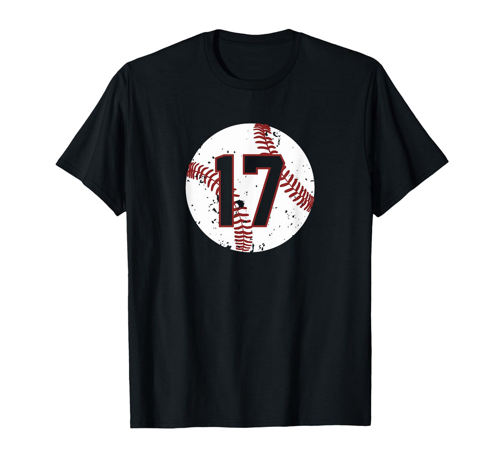 Baseball Number 17 Softball Mom Gift T-Shirt - Novelty Apparel Unisex - T-Shirt, Sweatshirt, Hoodie