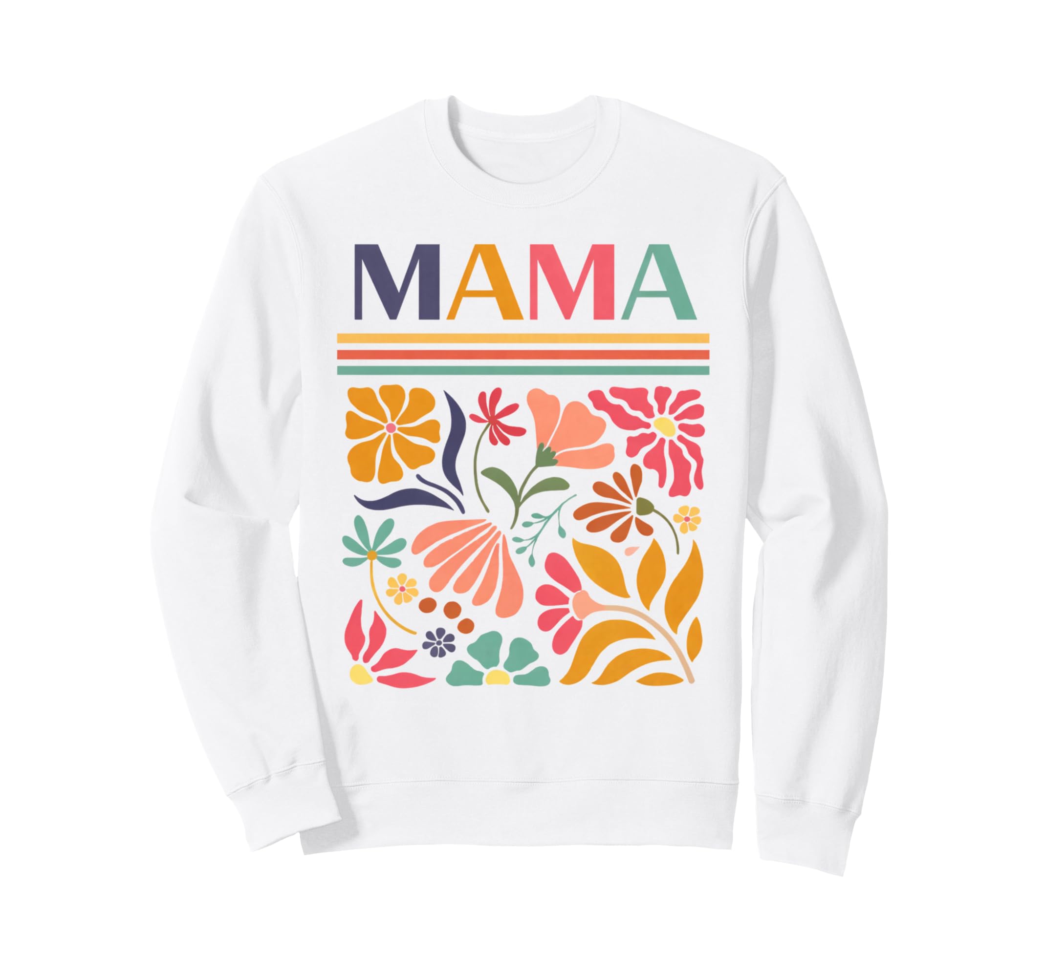 Mama Boho Floral Folk Art Sweatshirt - Casual Everyday Wear Men Women - T-Shirt, Sweatshirt, Hoodie