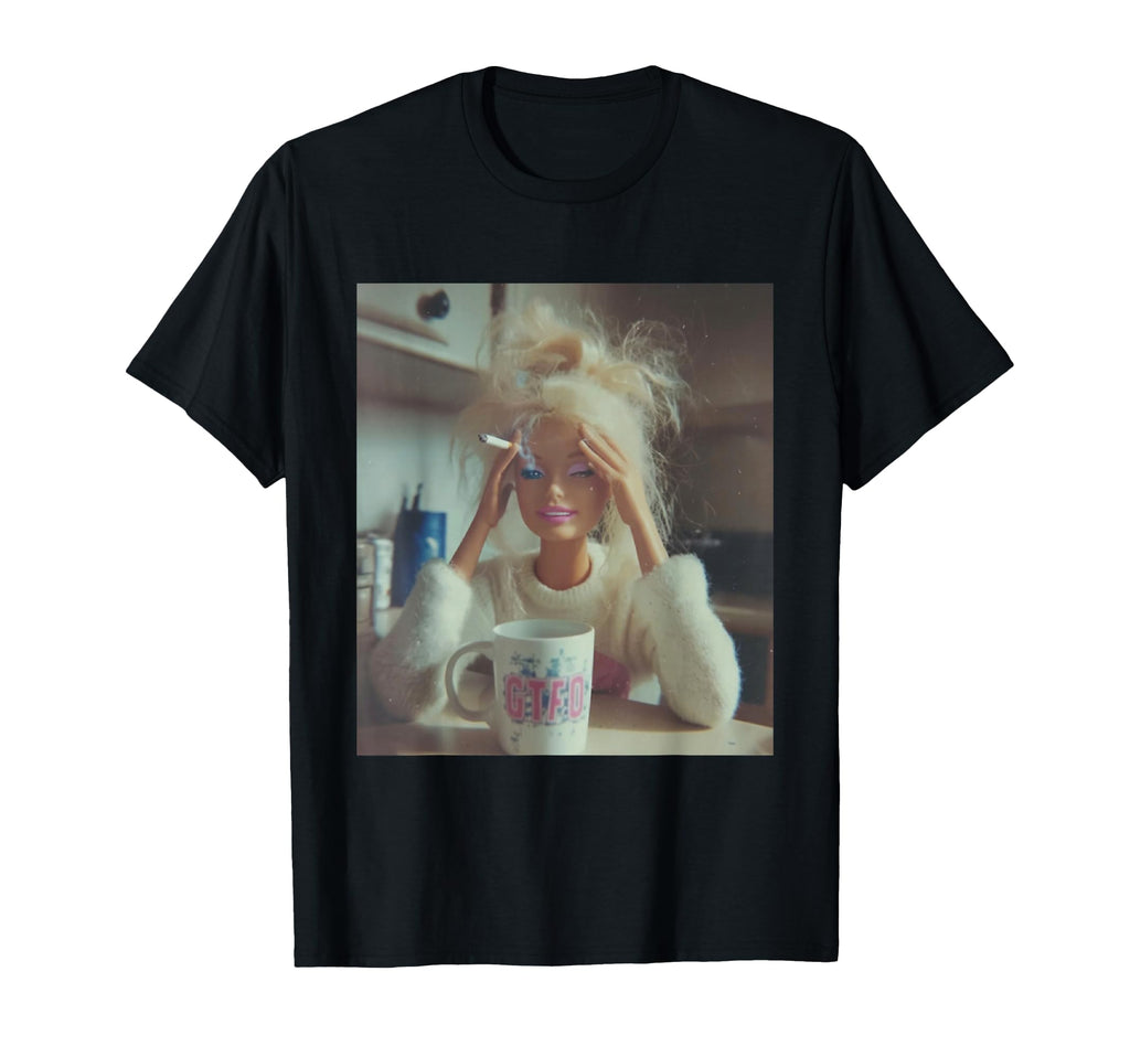 Stressed Doll Morning Coffee Y2K T-Shirt - Fun Novelty Design for Adults - T-Shirt, Sweatshirt, Hoodie